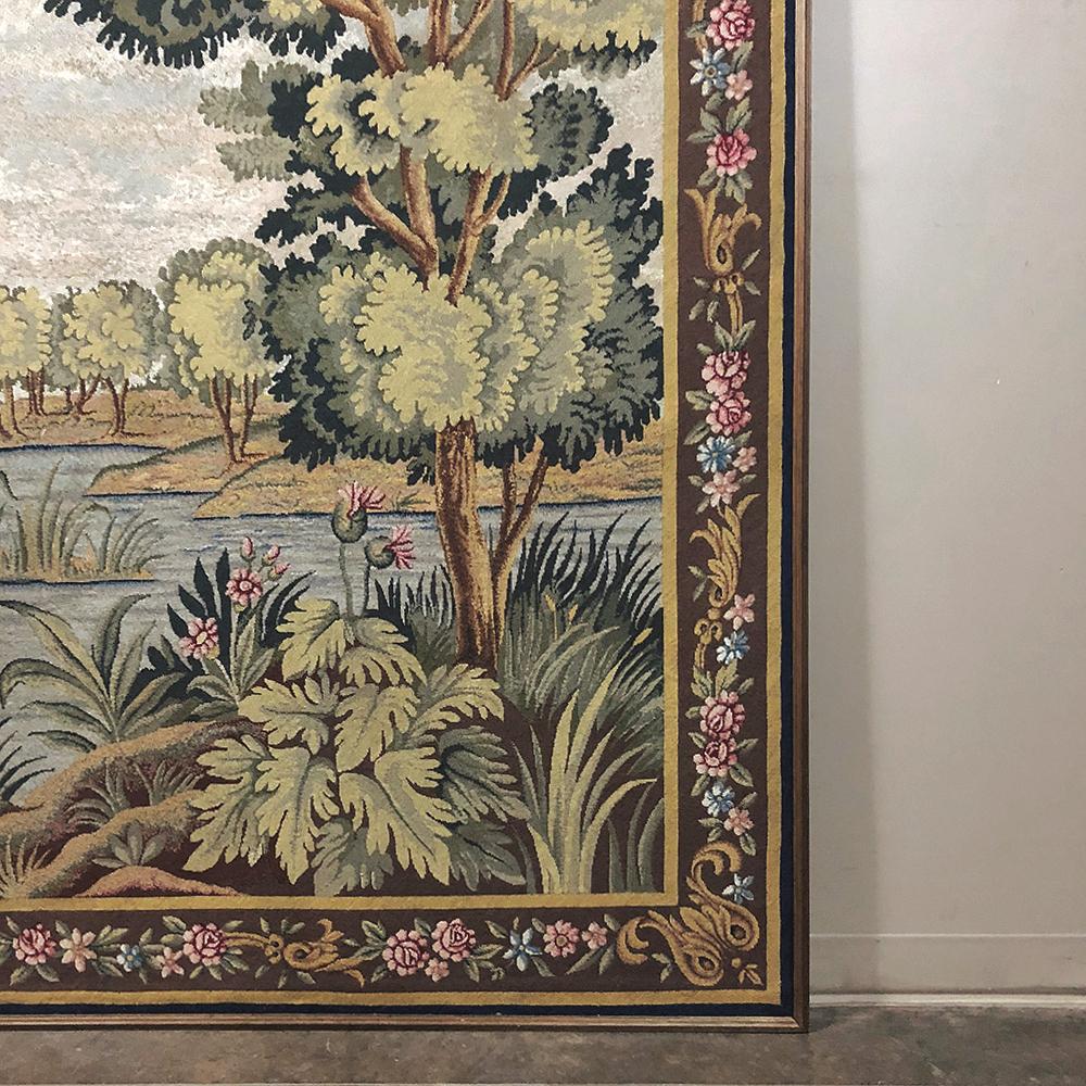 Antique Flemish Oudenaarde Style Framed Wool Tapestry In Good Condition For Sale In Dallas, TX