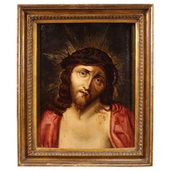 Antique Flemish religious painting Ecce Homo from the 18th Century