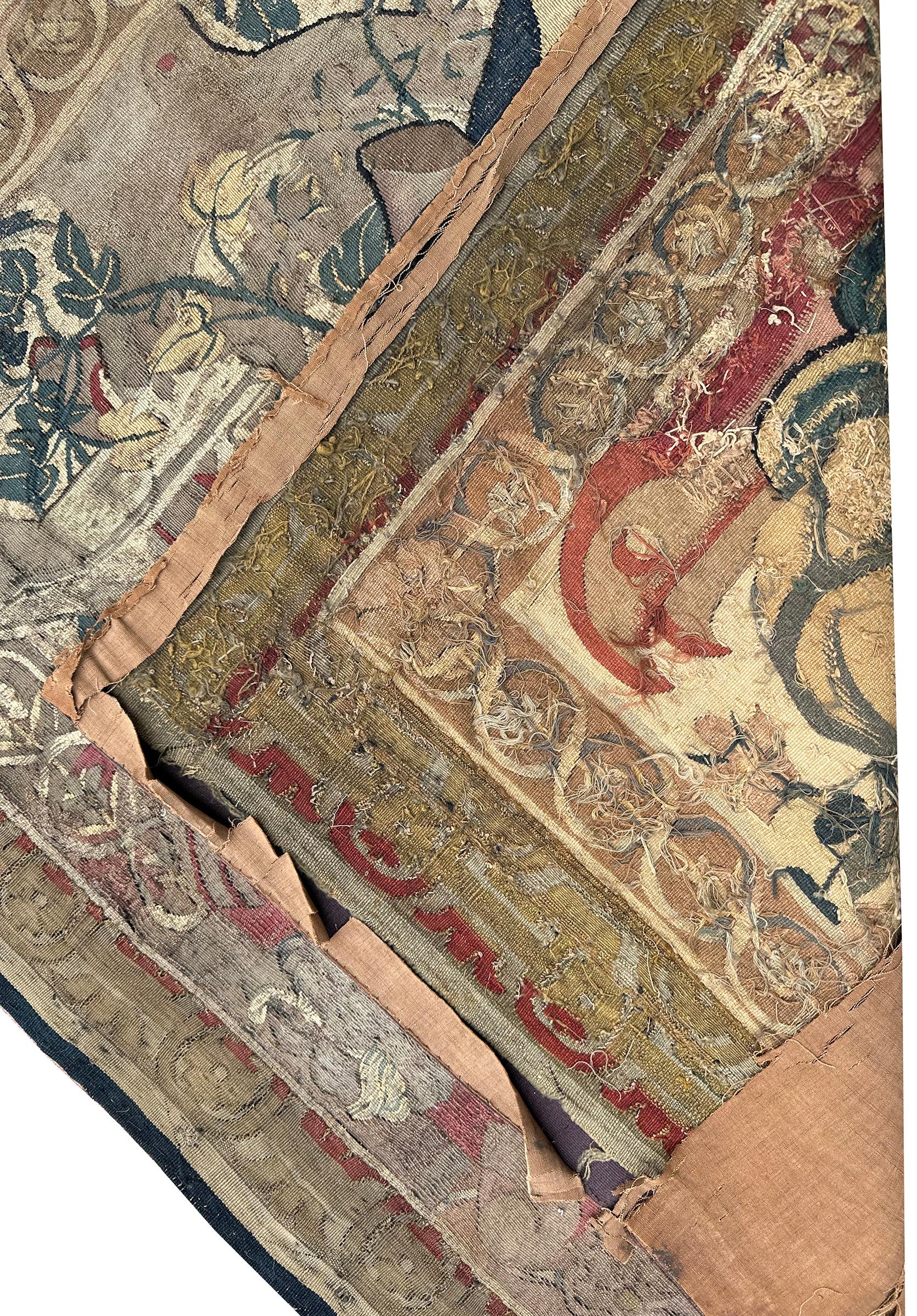 18th Century and Earlier Antique Flemish Tapestry 91cm×122cm Musical 3x4 Decorative Panel Tapestry c.1650 For Sale