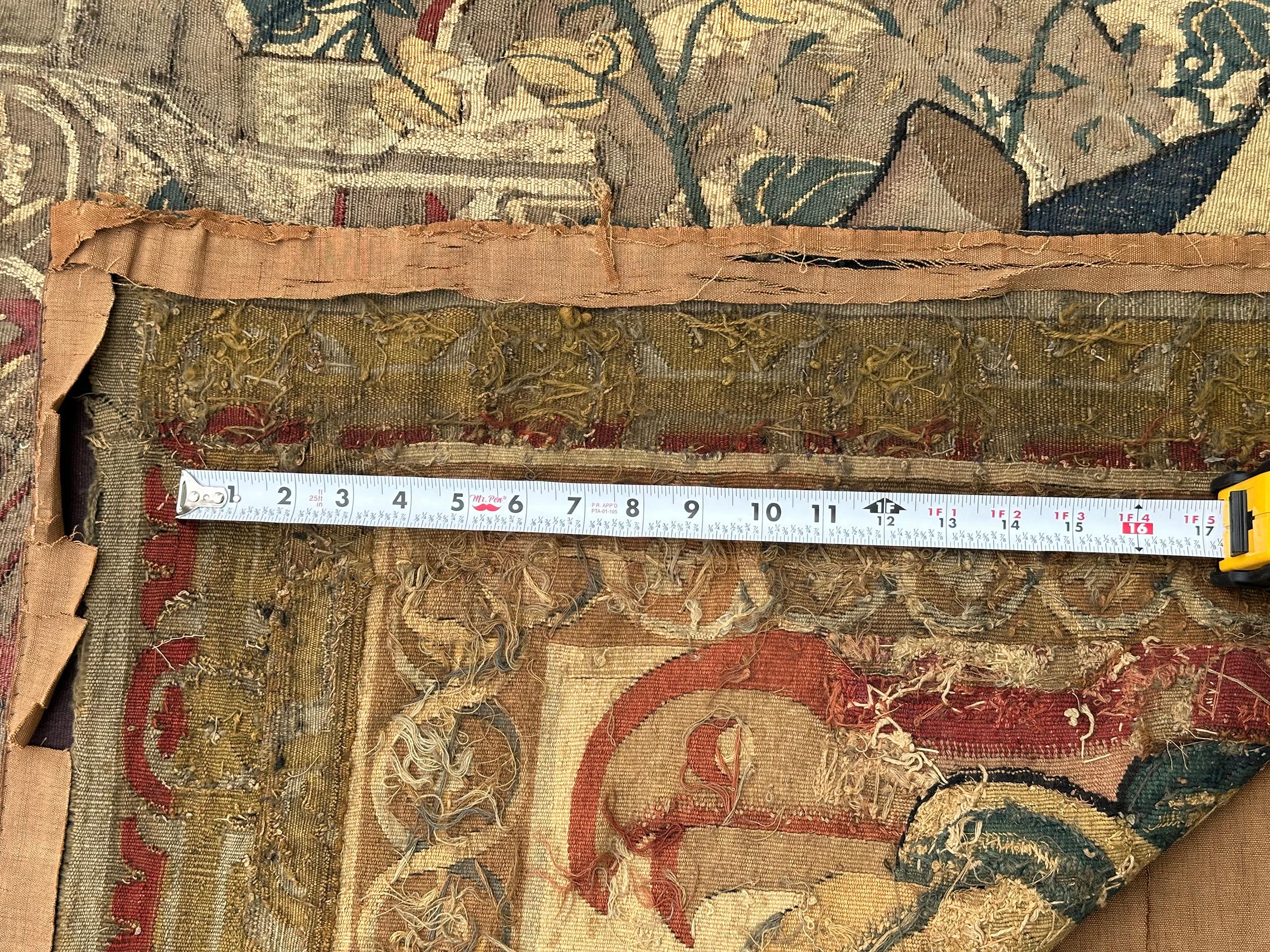 Wool Antique Flemish Tapestry 91cm×122cm Musical 3x4 Decorative Panel Tapestry c.1650 For Sale