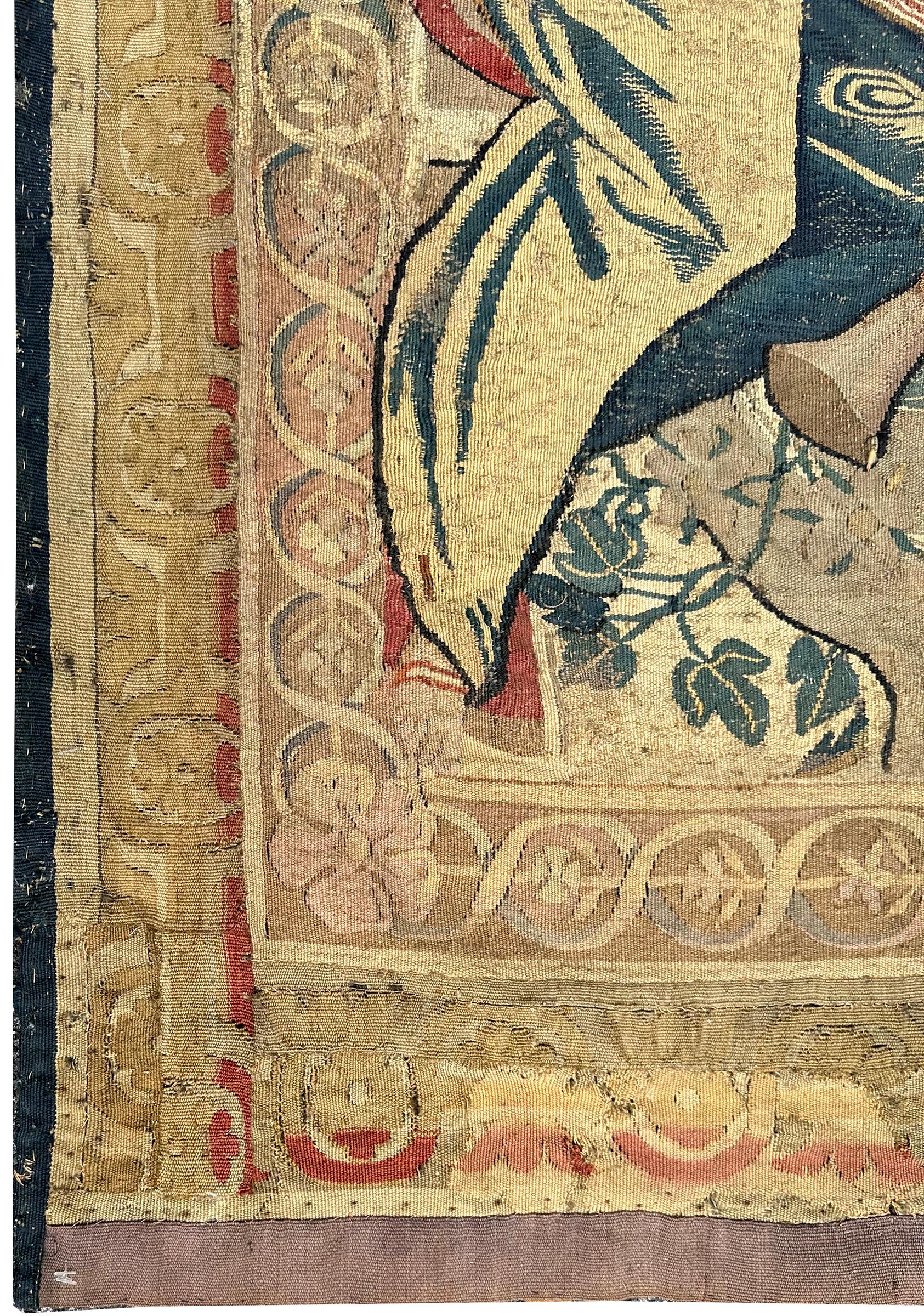 Antique Flemish Tapestry 91cm×122cm Musical 3x4 Decorative Panel Tapestry c.1650 For Sale 1