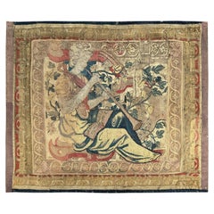 Antique Flemish Tapestry 91cm×122cm Musical 3x4 Decorative Panel Tapestry c.1650