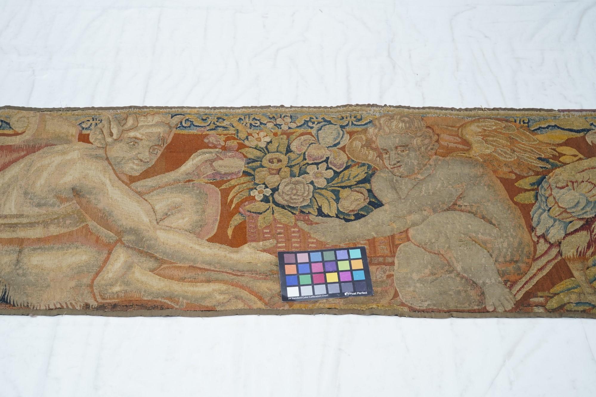 Antique Flemish Tapestry Panel Rug 1'7'' x 8'3'' For Sale 3