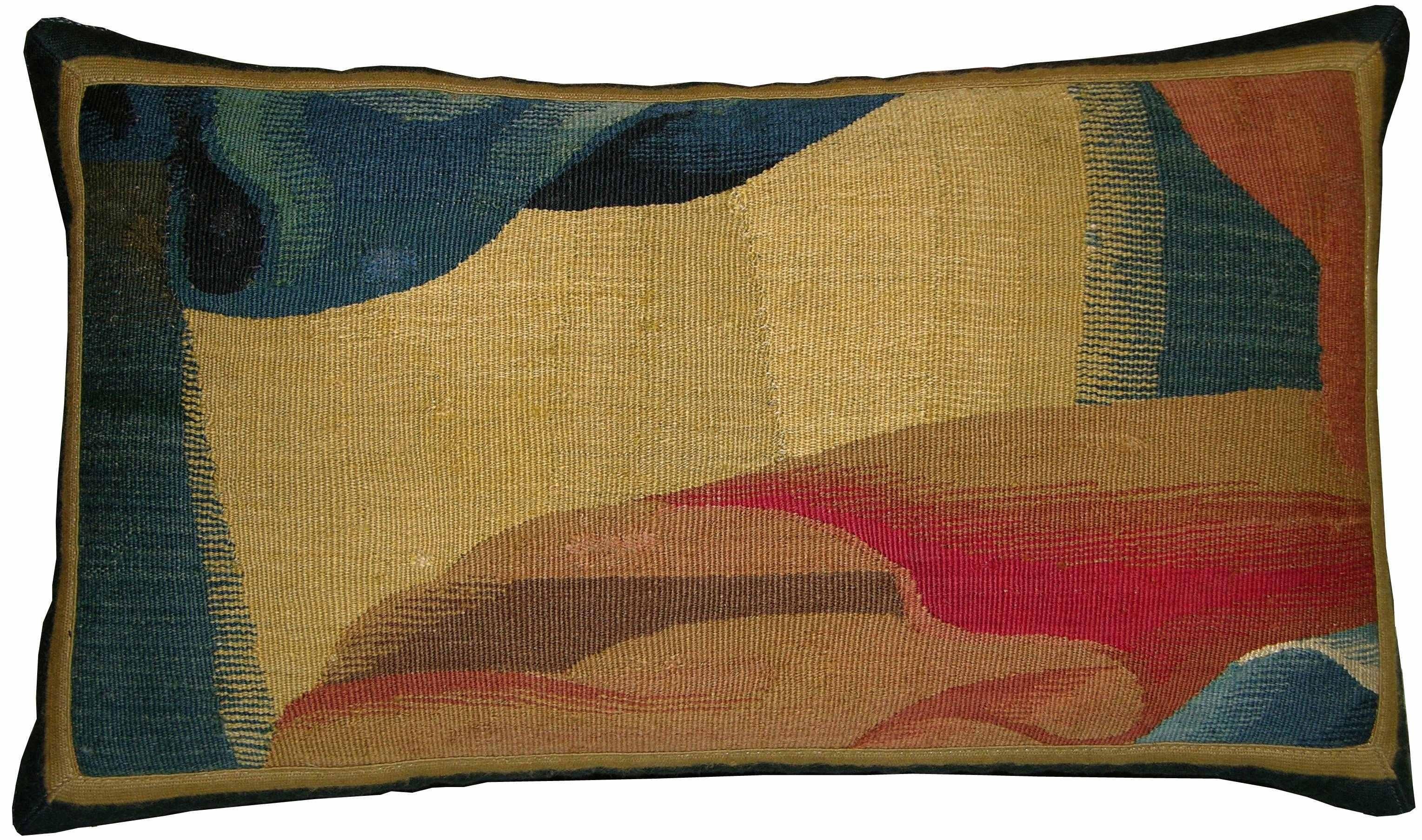 Antique Flemish Tapestry Pillow, circa 17th Century 1723p In Good Condition For Sale In Los Angeles, CA