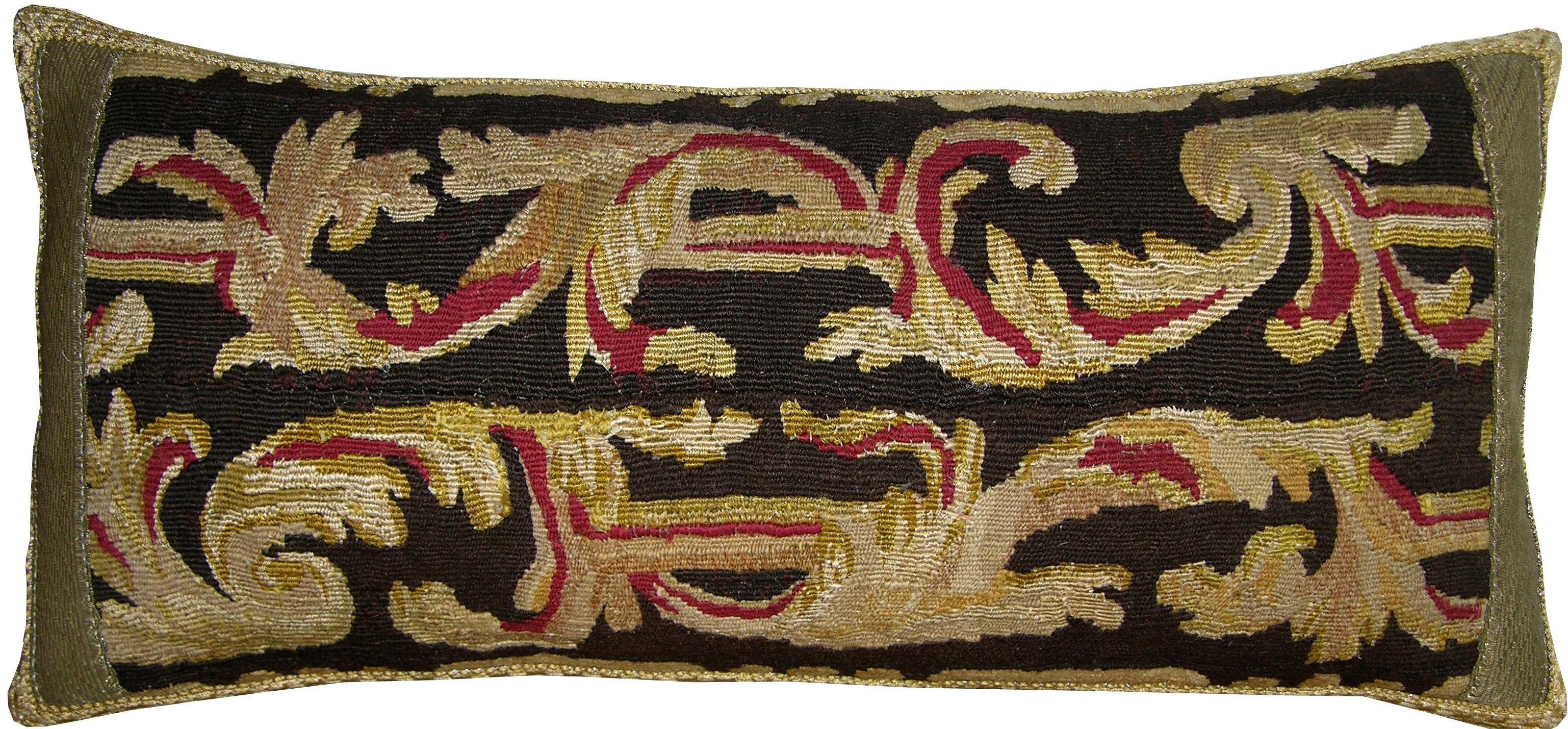 European Antique Flemish Tapestry Pillow, circa 19th Century 1714p For Sale