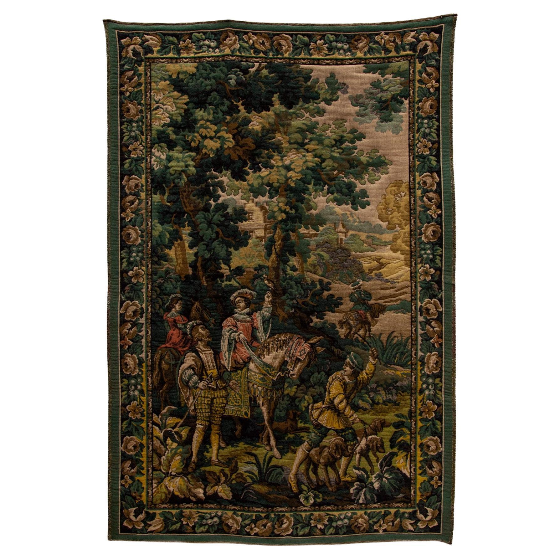 Antique Flemish Tapestry, Wall Gobelin 19th Century