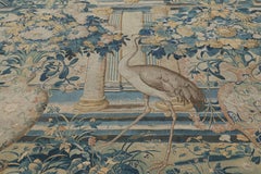 Antique Flemish Verdure Pictorial Tapestry in Blue and Cream Tones - Rug & Kilim