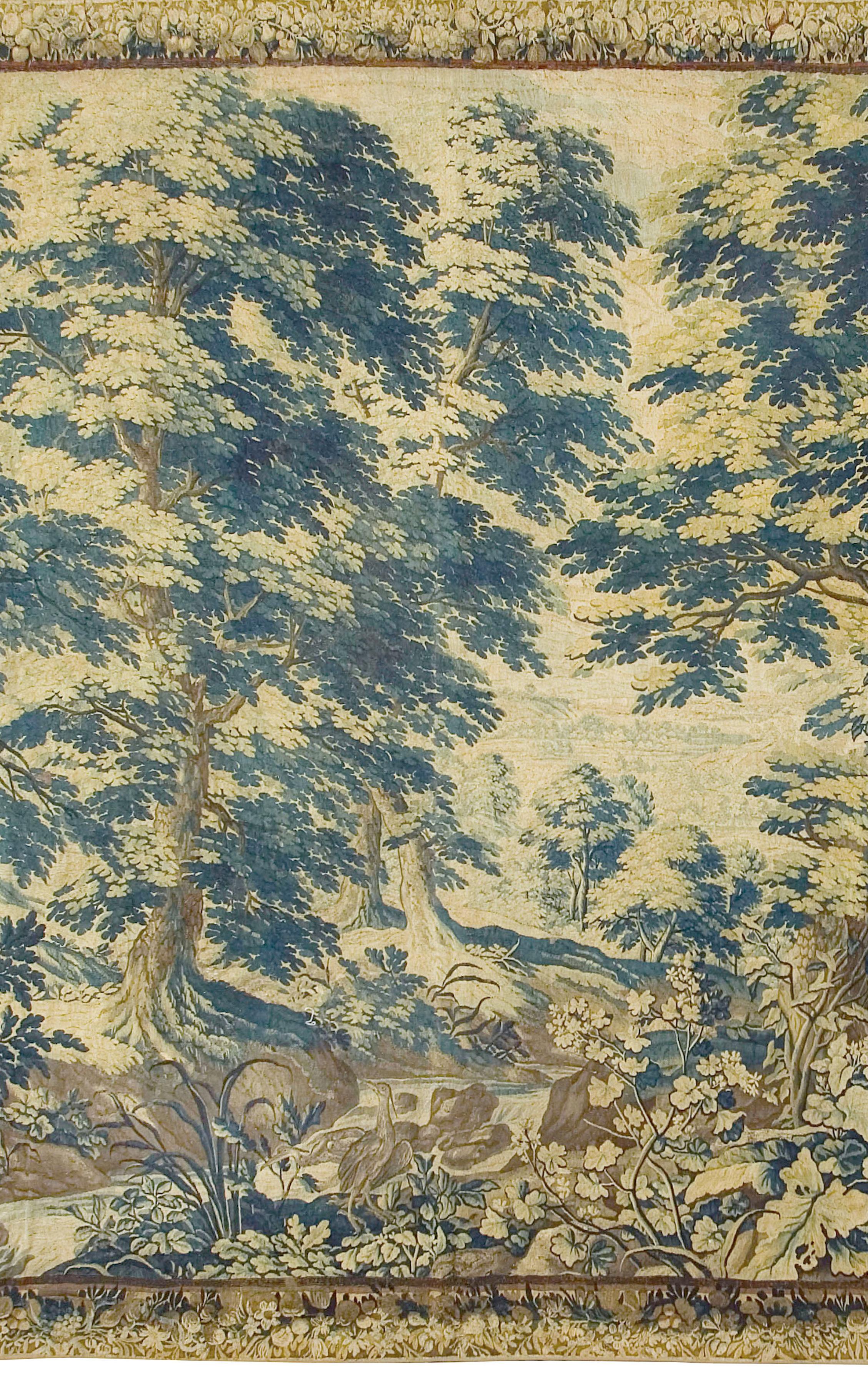 Antiker Flemish Verdure Wandteppich 9'6 x 12'2 (18. Jahrhundert und früher) im Angebot