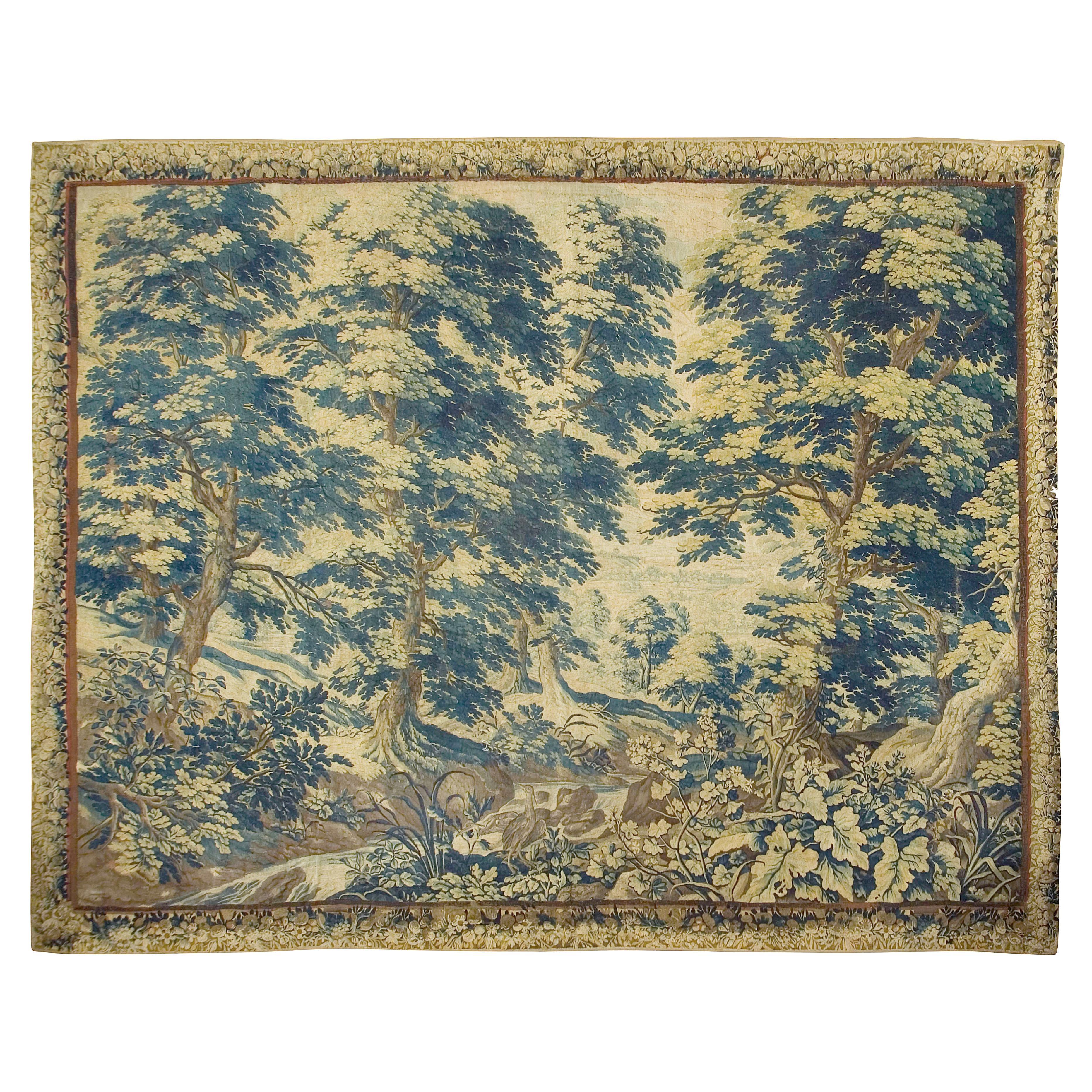 Antique Flemish Verdure Tapestry 9'6 x 12'2 For Sale