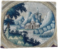 Antique Flemish Wool & Silk Tapestry 36cm×43 cm Mounted Scenic 1'x2' c.1790