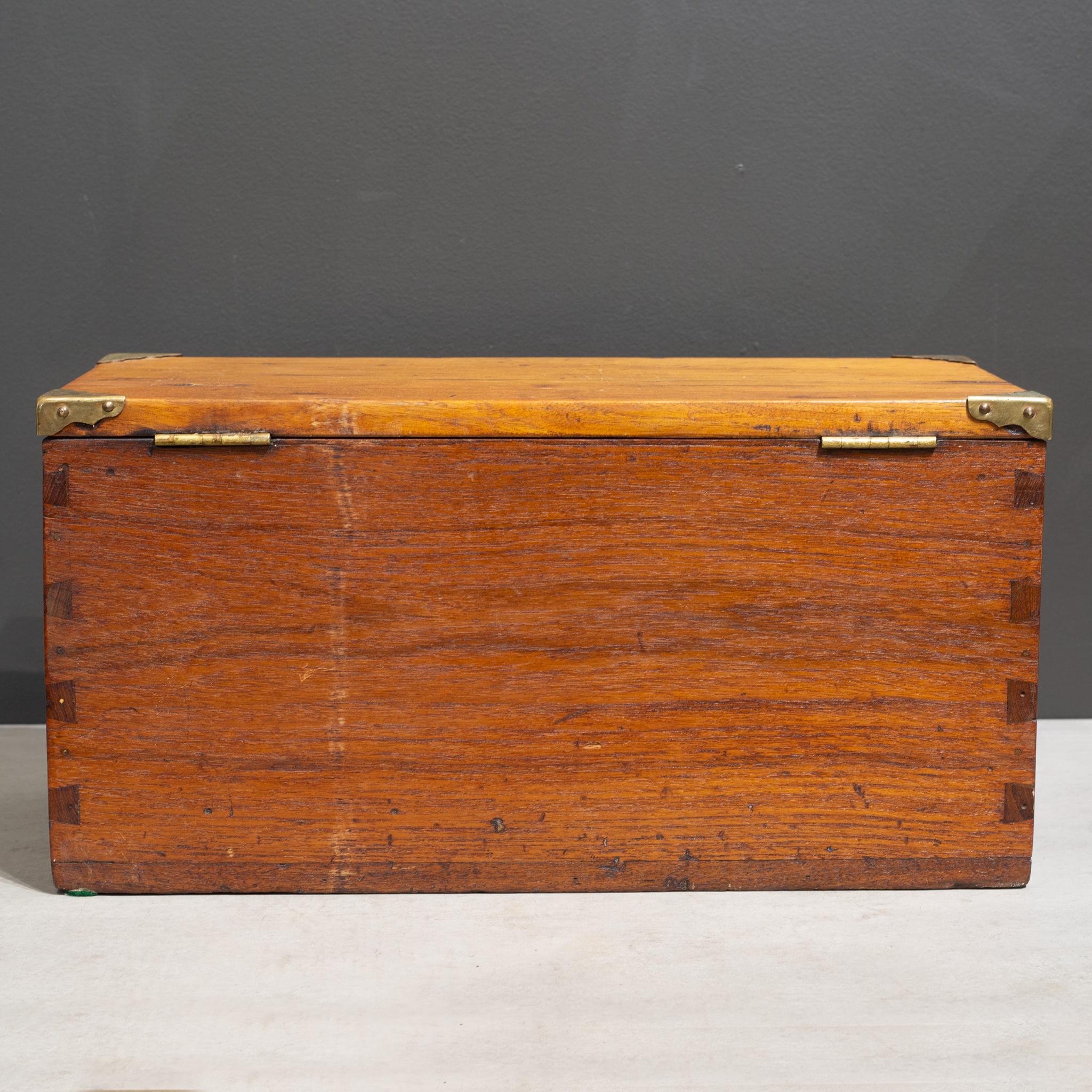 Antique Flip Top Oak and Brass Toolbox Chest, c.1910 4