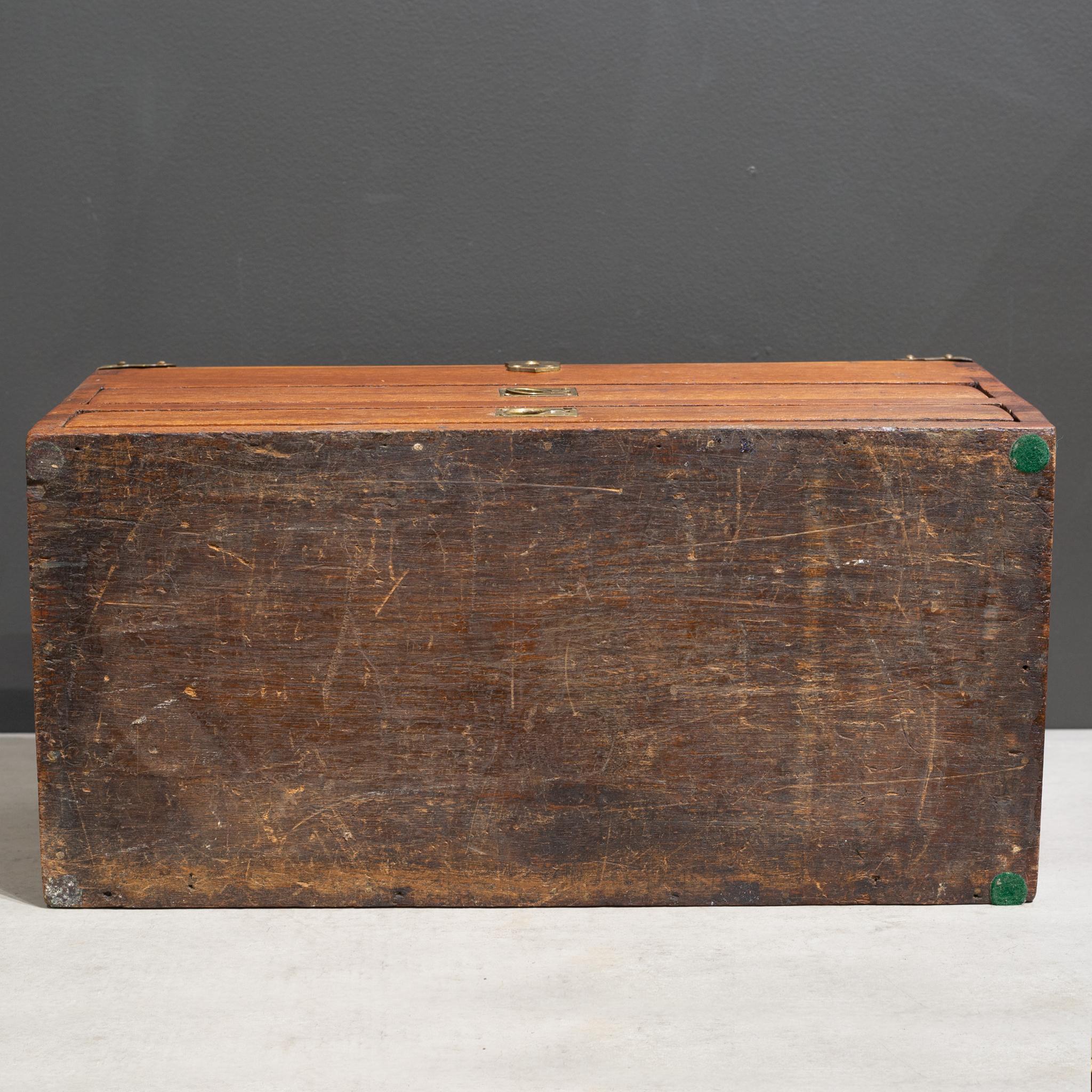 Antique Flip Top Oak and Brass Toolbox Chest, c.1910 5
