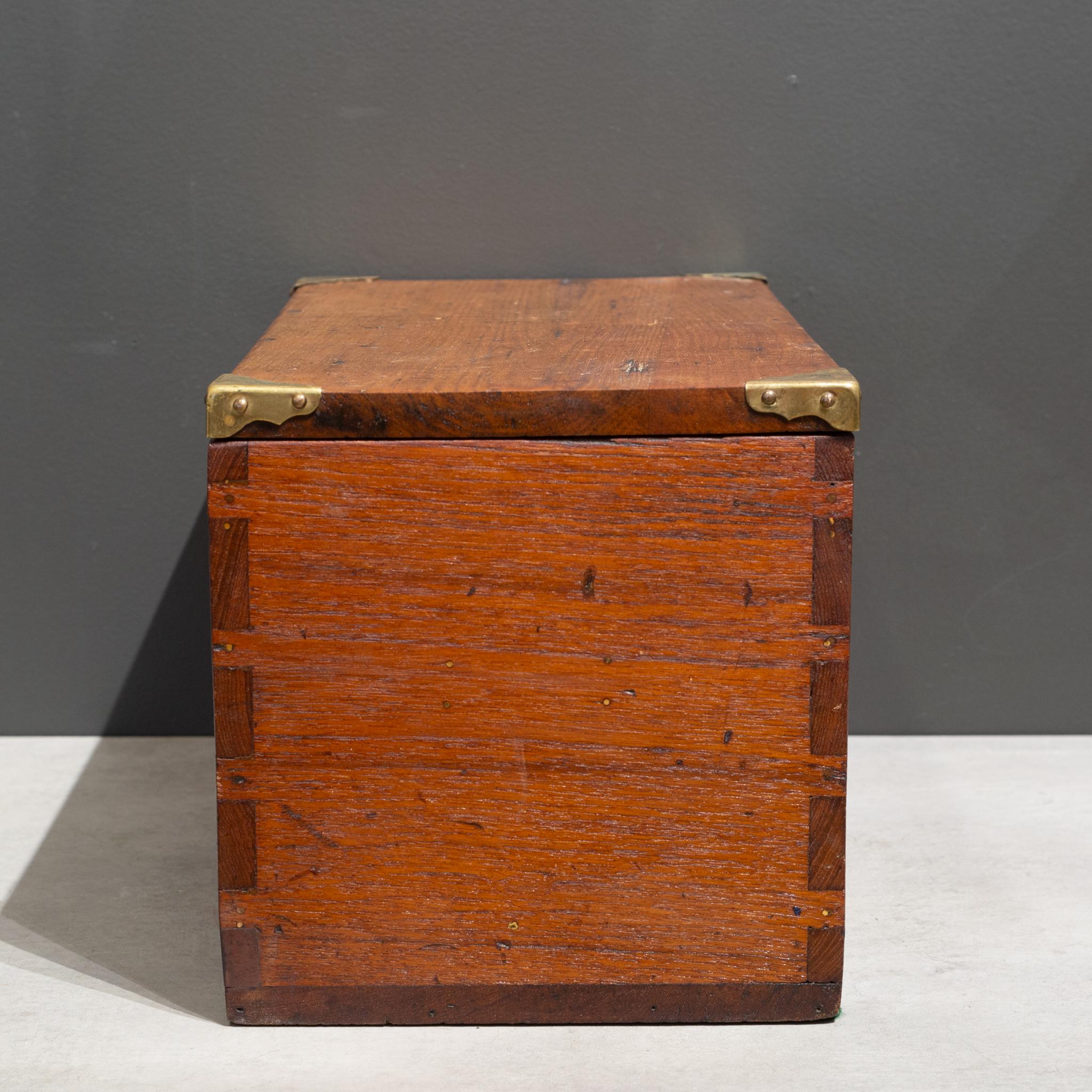 Antique Flip Top Oak and Brass Toolbox Chest, c.1910 1