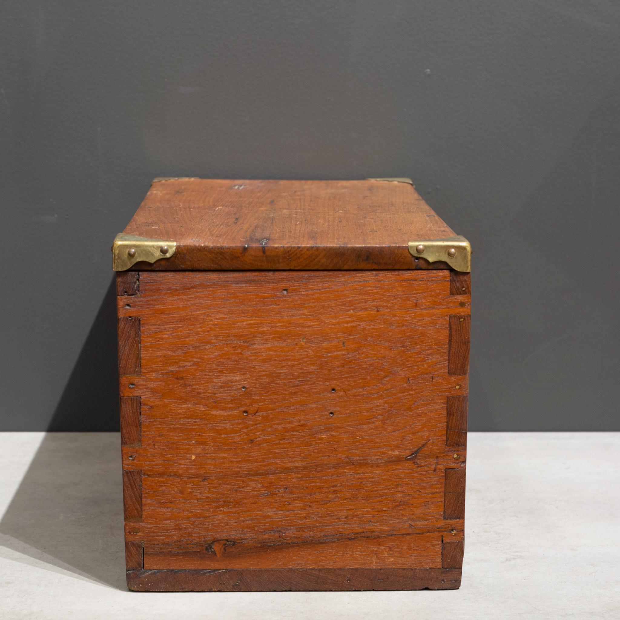 Antique Flip Top Oak and Brass Toolbox Chest, c.1910 2