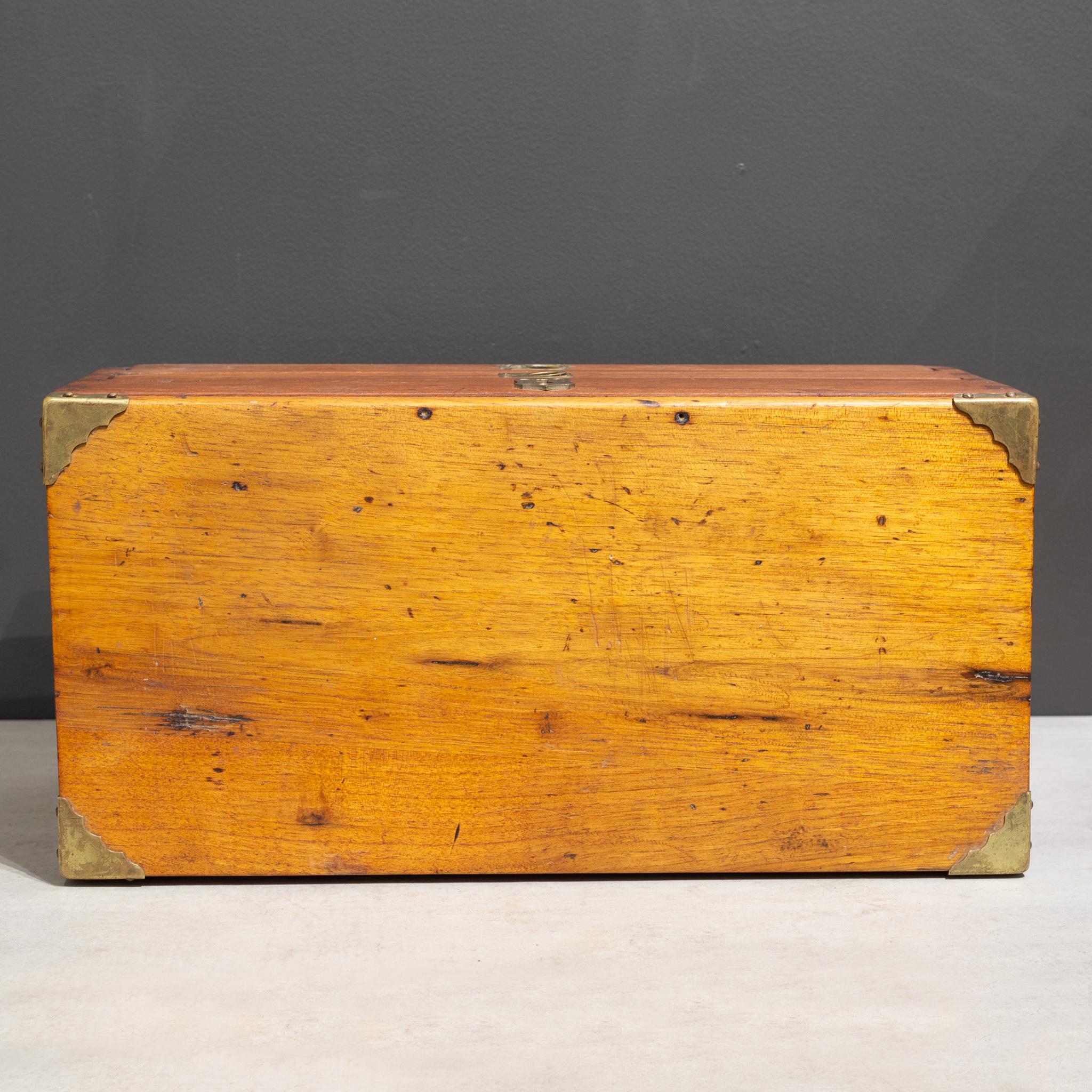 Antique Flip Top Oak and Brass Toolbox Chest, c.1910 3