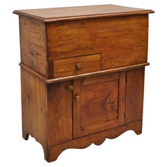 Antique Flip Top Primitive Colonial Pine Wood Washstand Commode