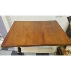 Antique Flip Top Table with Wrouth Iron Base