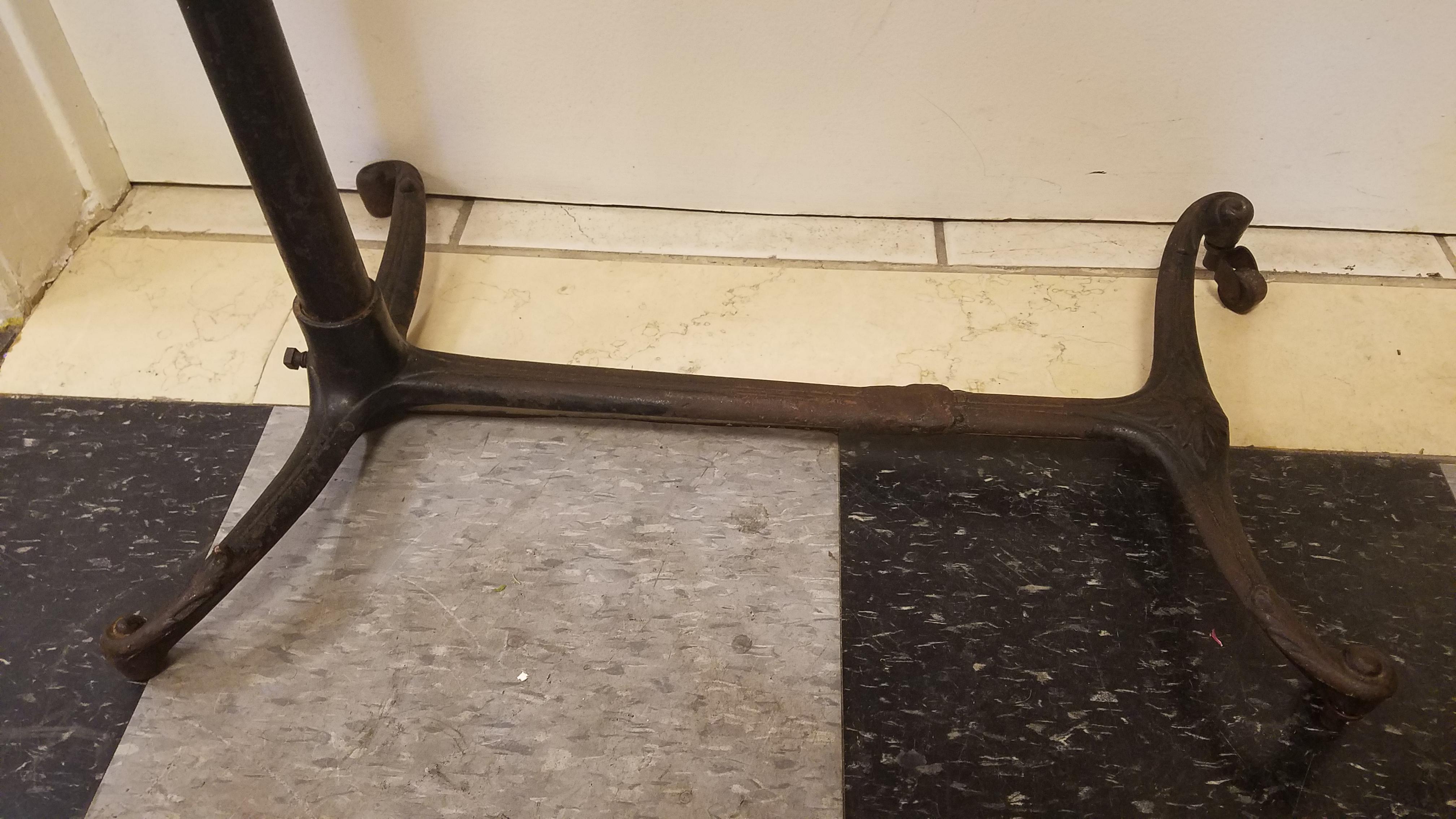 20th Century Antique Flip Top Table with Wrouth Iron Base For Sale