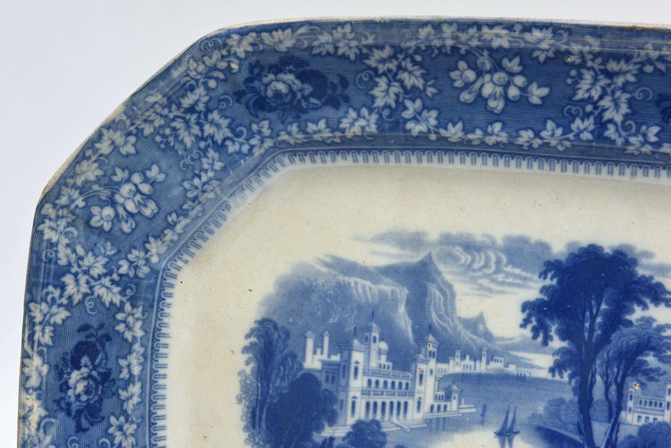 British Antique Flo Blue Platter, 