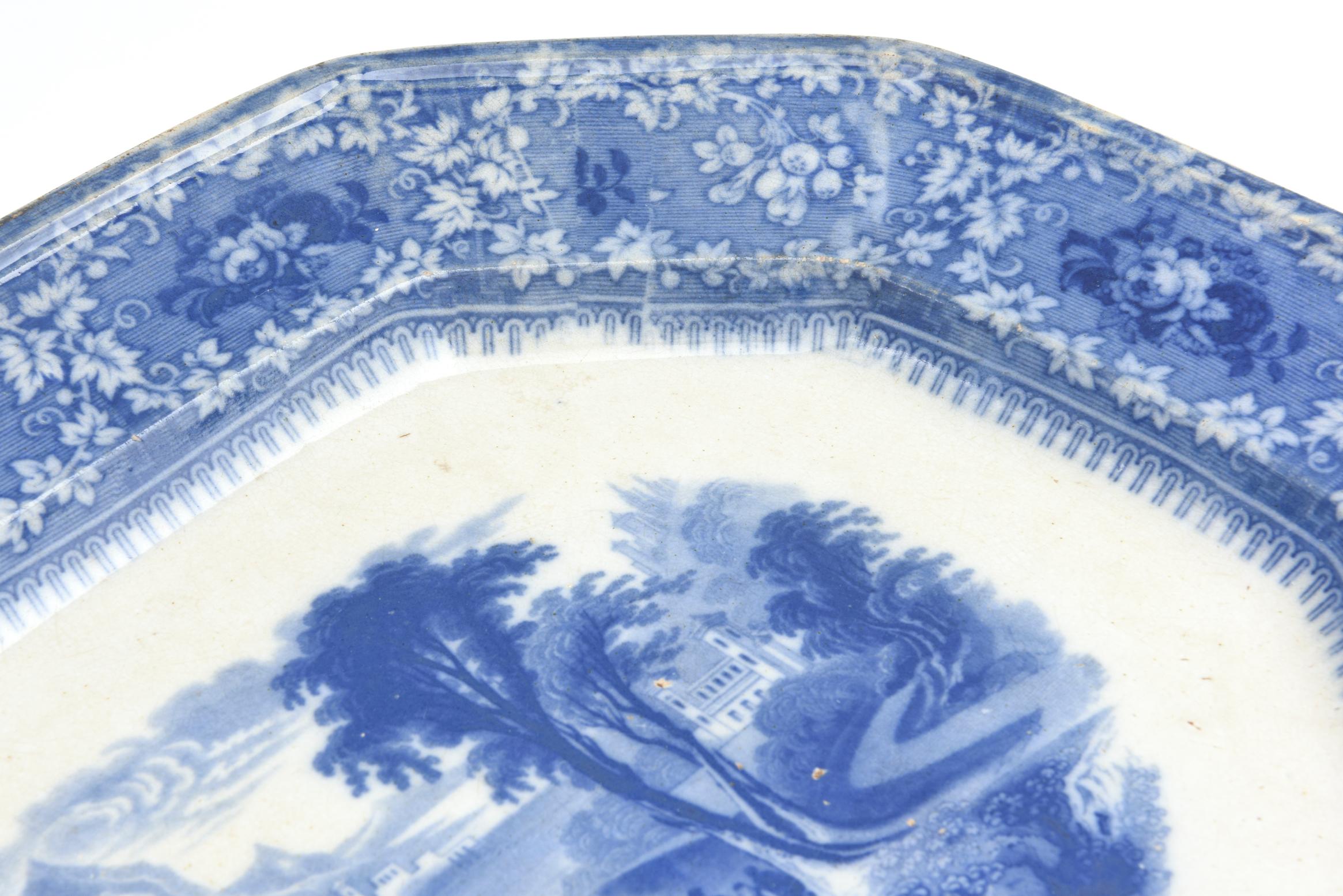 Mid-19th Century Antique Flo Blue Platter, 