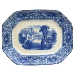 Antique Flo Blue Platter, "Milan" Large, circa 1860