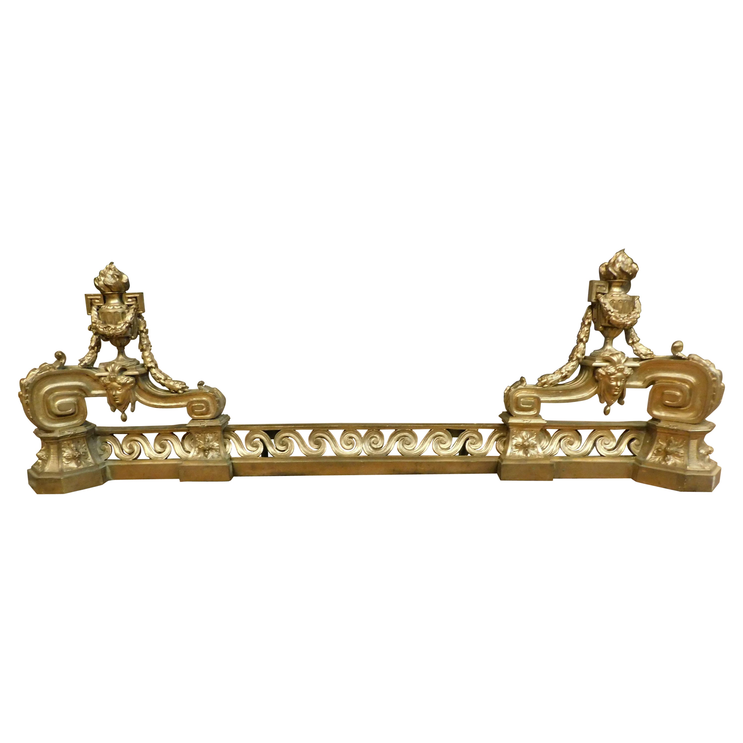 Antique Floor Ashtray, Carved in Decorated Gilded Bronze '700 Italy