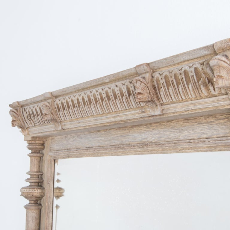 Antique Floor Mirror with Carved Wooden Frame at 1stDibs