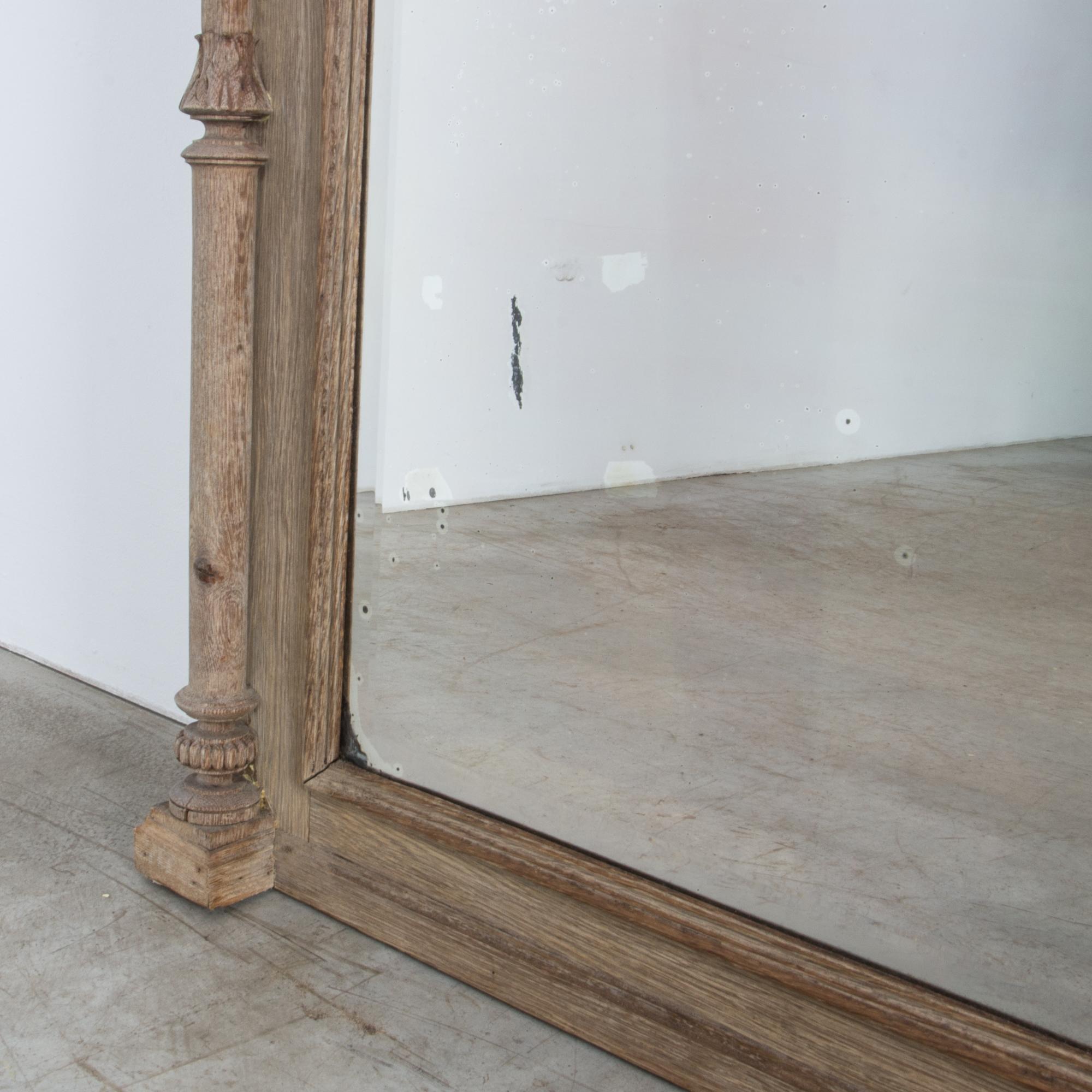 Antique Floor Mirror with Carved Wooden Frame 2