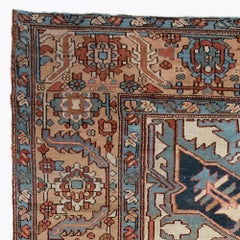 Antique Floral and Geometric Design Wool Carpet - Late 19th Century