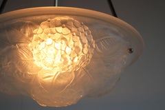 Antique Floral Art Deco / Art Nouveau French 1920 Chandelier Pendant Light Glass