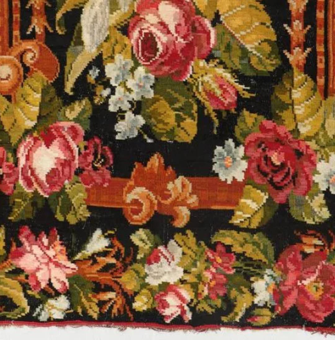 Hand-Woven Antique Floral Aubusson Tapestry Style Bessarabian Kilim Flatweave Rug, c. 1900