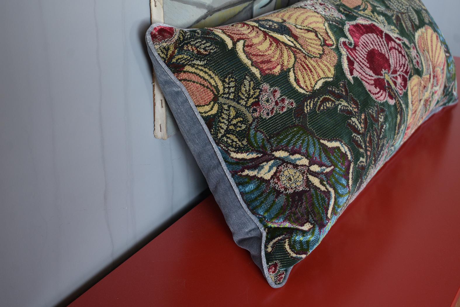 French 1910s Vintage Botanical Velvet Pillows: Charm & Comfort for Any Home For Sale