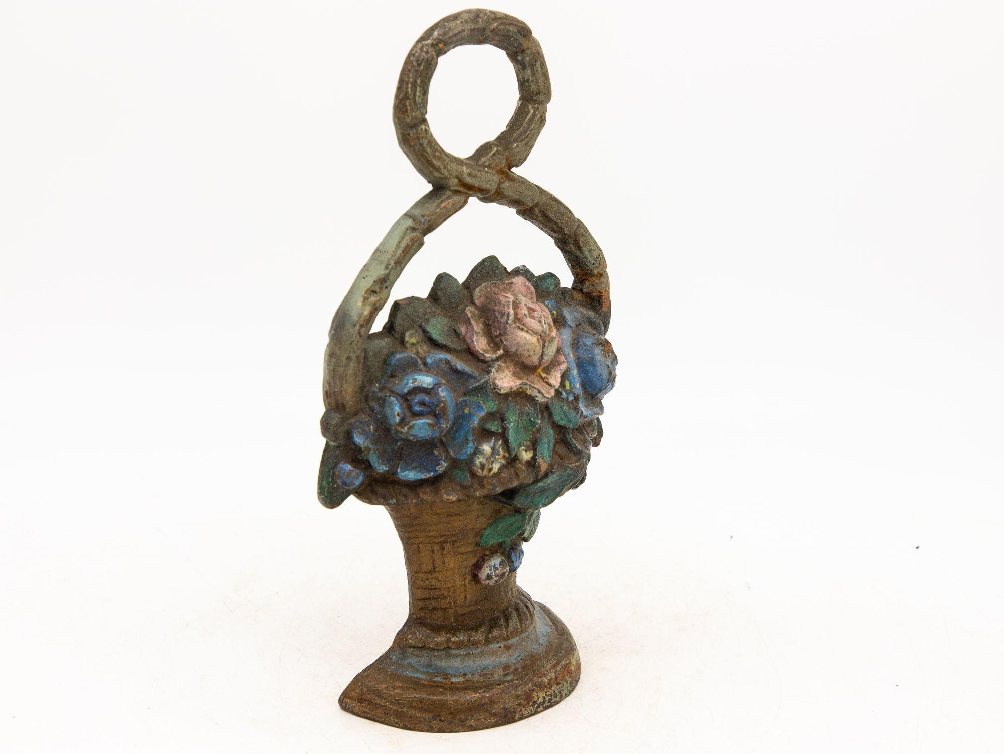 Antique Floral Bouquet Cast Iron Door Stop For Sale 1