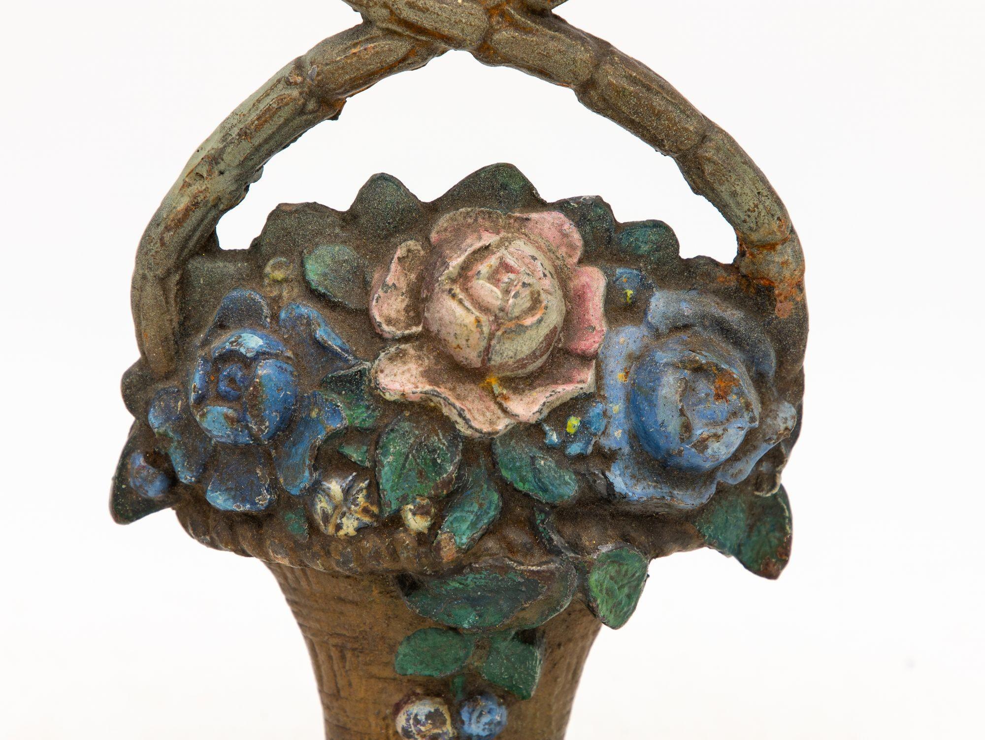Antique Floral Bouquet Cast Iron Door Stop For Sale 2