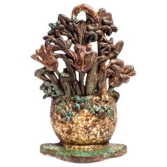 Antique Floral Bouquet Cast Iron Door Stop