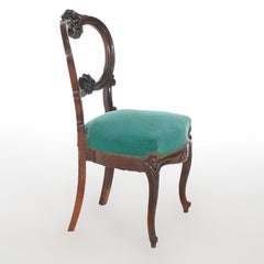 Antique Floral Carved Walnut Lady’s Balloon-Back Boudoir Chair 19thC