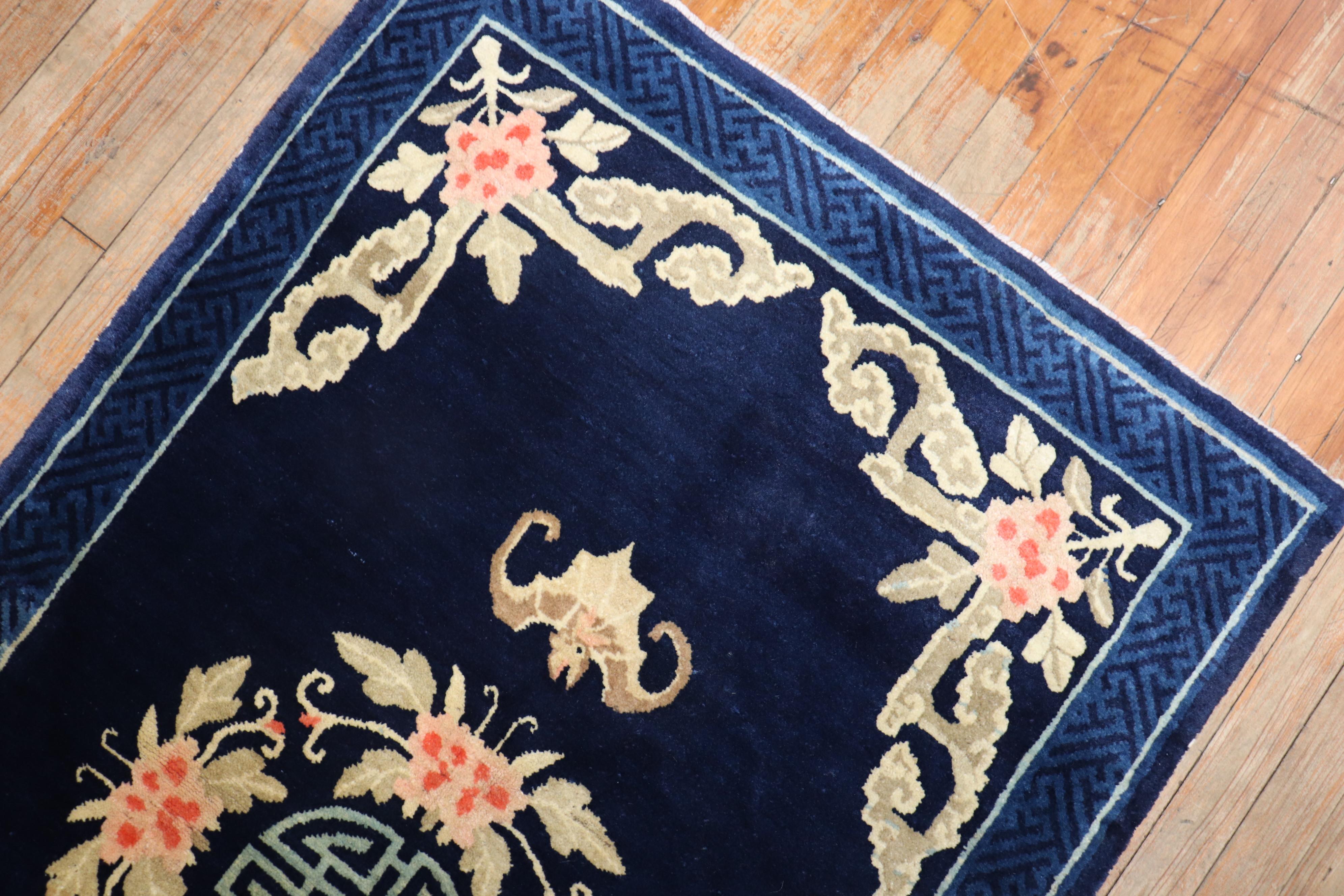 20th Century Antique Floral Chinese Peking Rug For Sale
