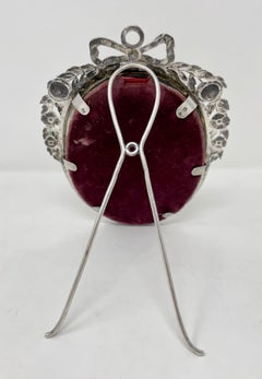 Antique Continental Sterling Silver Floral Oval Desktop Picture Frame circa 1890