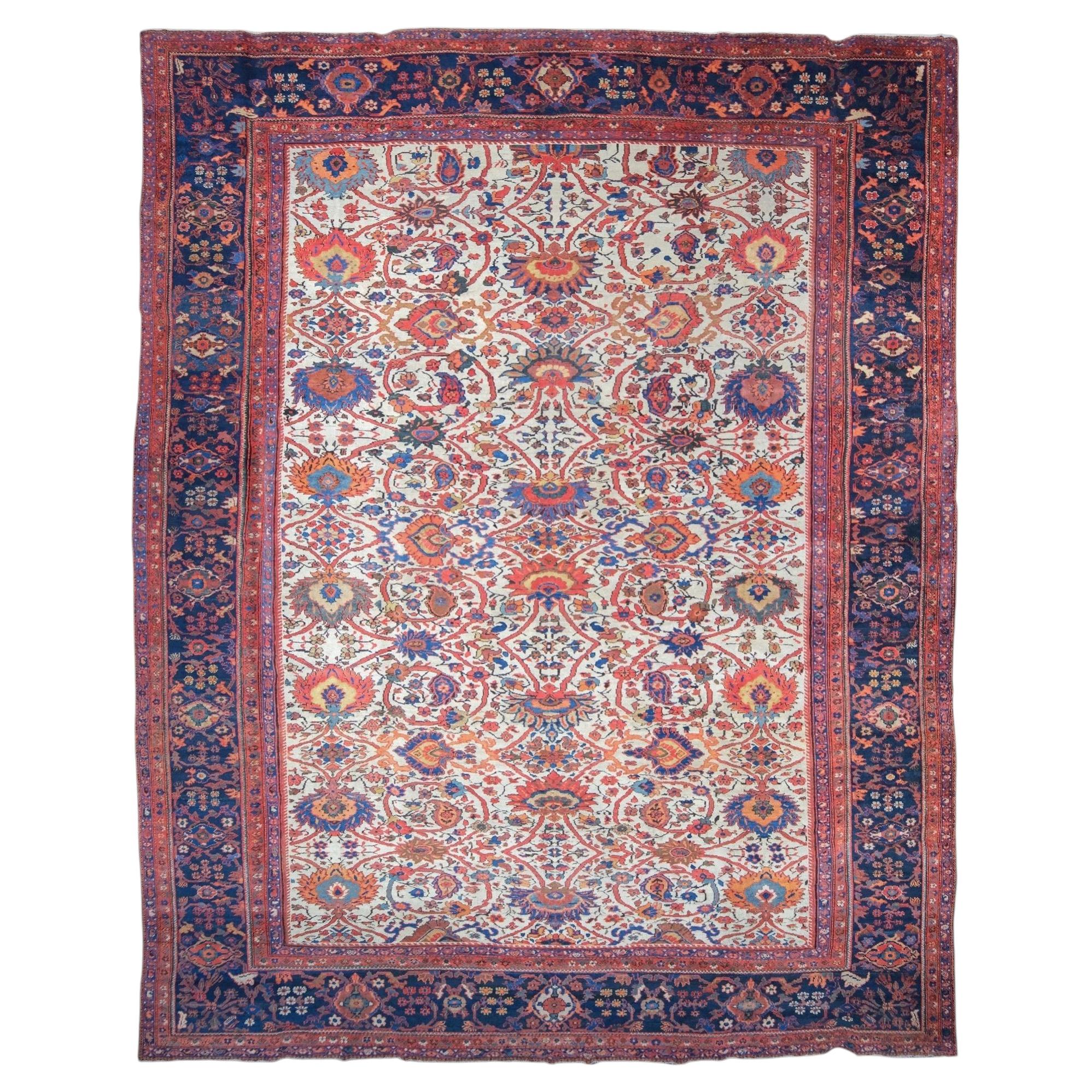 Antique Floral Design Carpet -  19th Century