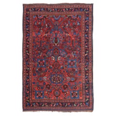Antique Floral Design Hand Knotted Rug - Late 19th Century