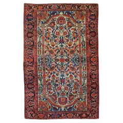 Antique Floral Design Hand Knotted Rug - Late 19th Century
