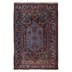 Antique Floral Design Hand Woven Wool Rug - Early 20th Century