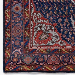 Antique Floral Design Hand Woven Wool Rug - Late 19th Century