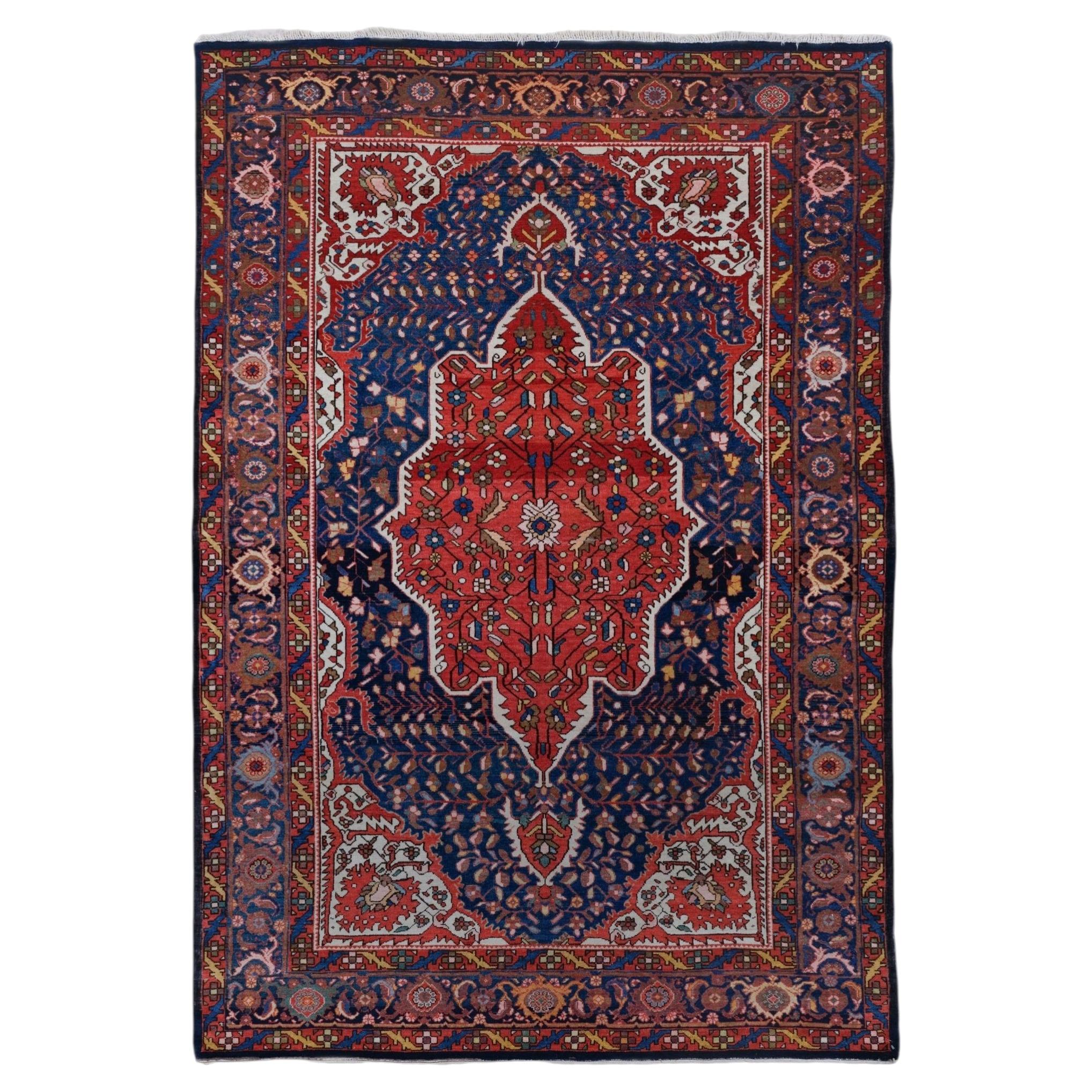 Antique Floral Design Hand Woven Wool Rug - Late 19th Century