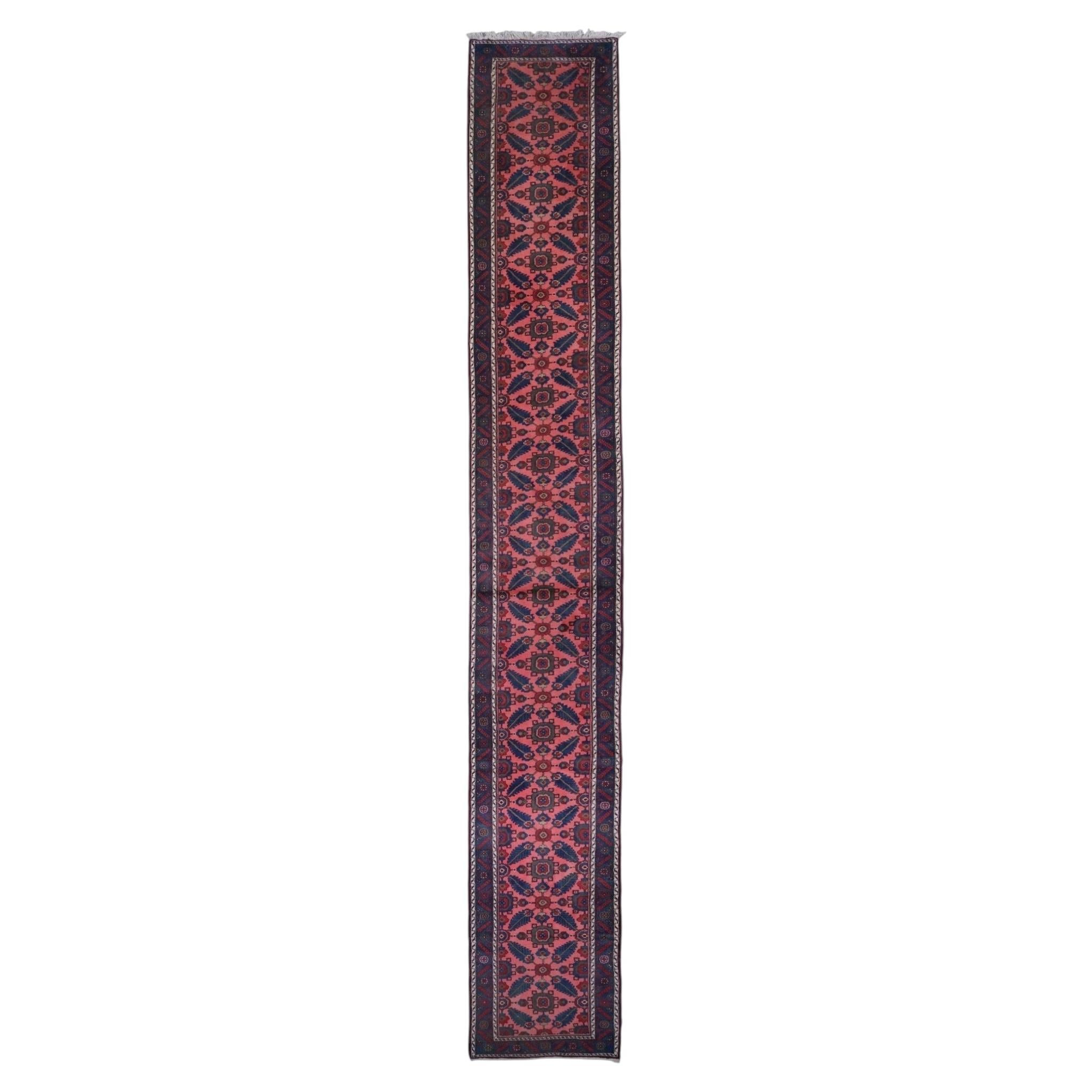 Antique Floral Design Hand Woven Wool Runner - Early 20th Century