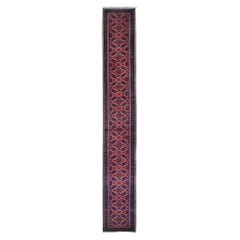 Antique Floral Design Hand Woven Wool Runner - Early 20th Century