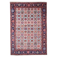 Antique Floral Design Wool Carpet, Late 19th Century