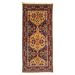 Antique Floral Design Wool Long Rug - Early 20th Century
