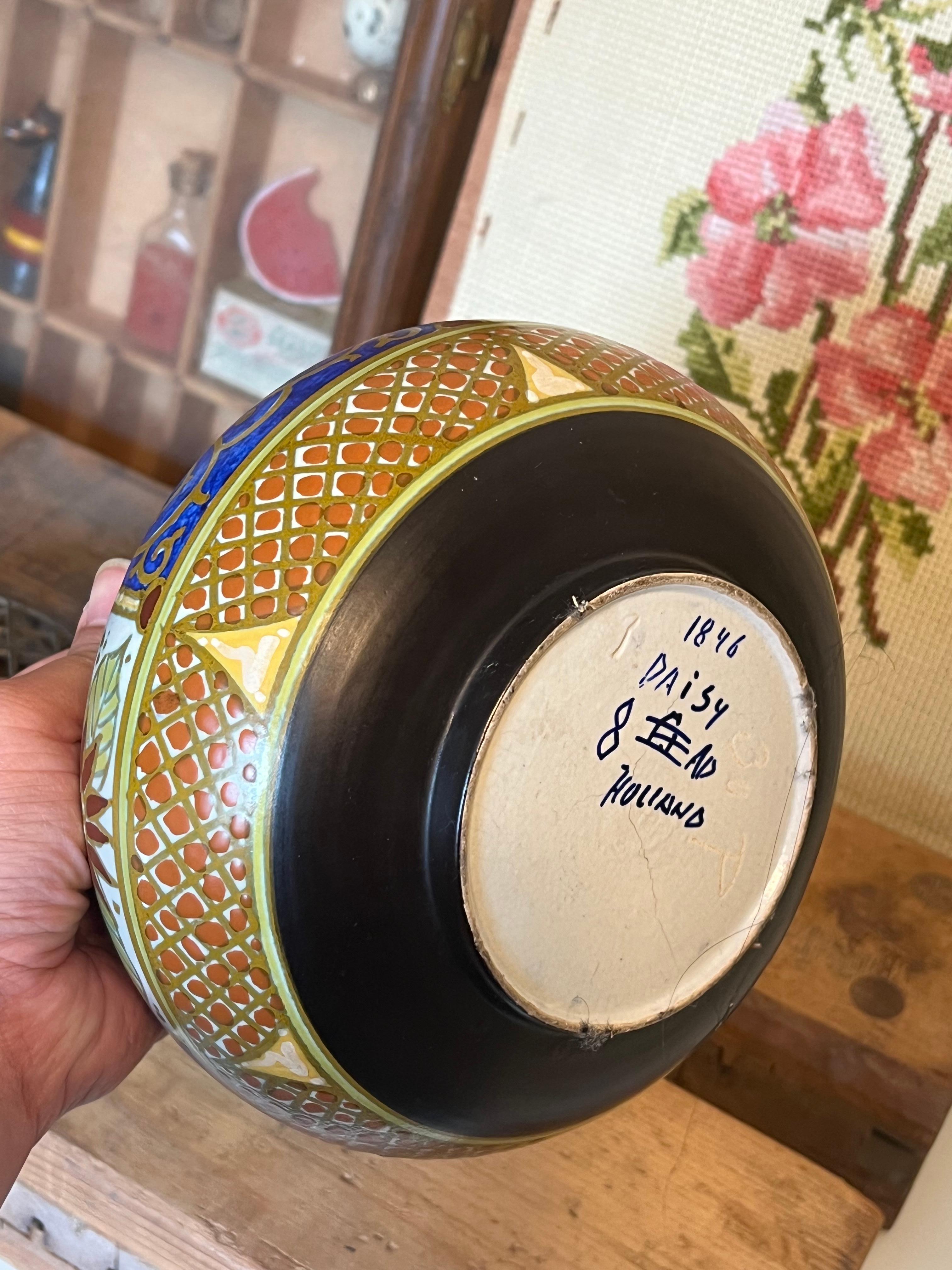 Antico vaso floreale olandese in ceramica con coperchio staccabile datato 1846 in vendita 2