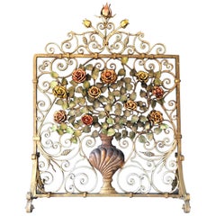 Antique Floral Fire Guard Attributed to Charles Hancock Cheltenham, 1880